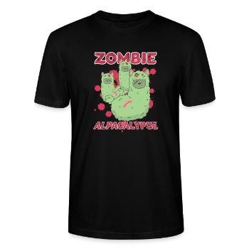 Zombie Alpacalypse Halloween gruselig Apokalypse - Stanley/Stella Unisex Bio-T-Shirt CRAFTER - Schwarz - Vorne - Alina (178cm) & Michal (187cm)