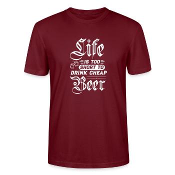 Bavaria - Stanley/Stella CRAFTER Unisex Organic T-Shirt - burgundy - Front - Alina (178cm) & Michal (187cm)