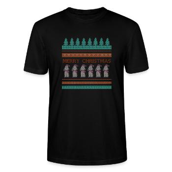 Weihnachts Shirt Geschenk Lustiges Shirt Winter - Stanley/Stella Unisex Bio-T-Shirt CRAFTER - Schwarz - Vorne - Alina (178cm) & Michal (187cm)
