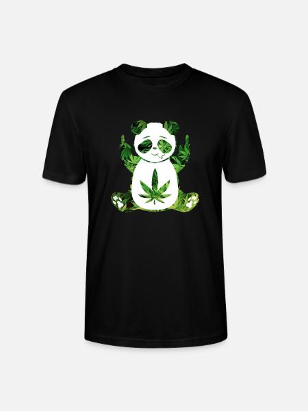 Panda stoned Weed - Stanley/Stella Unisex Bio-T-Shirt CRAFTER - Schwarz