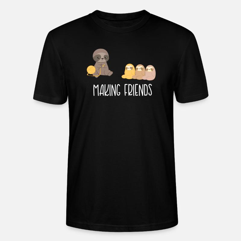 Faultier– Faultiere –Introvert - Freunde - Stanley/Stella Unisex Bio-T-Shirt CRAFTER - Schwarz