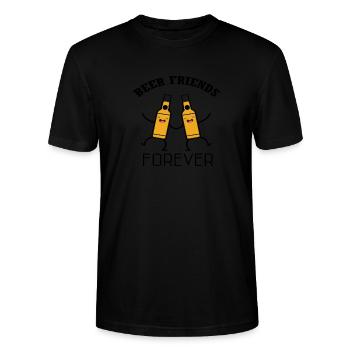 Beer and football - Stanley/Stella CRAFTER Unisex Organic T-Shirt - black - Front - Alina (178cm) & Michal (187cm)