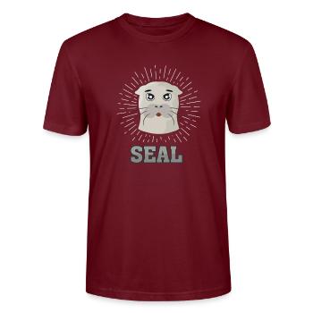 Seal seal gift Pinnipedia predator - Stanley/Stella CRAFTER Unisex Organic T-Shirt - burgundy - Front - Alina (178cm) & Michal (187cm)