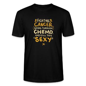 Krebs besiegen Spruch Kampf Überleben Geschenk - Stanley/Stella Unisex Bio-T-Shirt CRAFTER - Schwarz - Vorne - Alina (178cm) & Michal (187cm)