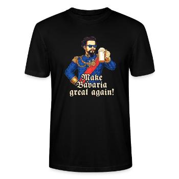 Make Bavaria great again - blauer König Ludwig - Stanley/Stella Unisex Bio-T-Shirt CRAFTER - Schwarz - Vorne - Alina (178cm) & Michal (187cm)