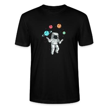 Astronaut Raumfahrt Planeten Weltraum Galaxie All - Stanley/Stella Unisex Bio-T-Shirt CRAFTER - Schwarz - Vorne - Alina (178cm) & Michal (187cm)