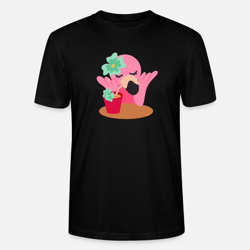 Flamingo Süß Mädchen - Stanley/Stella Unisex Bio-T-Shirt CRAFTER - Schwarz