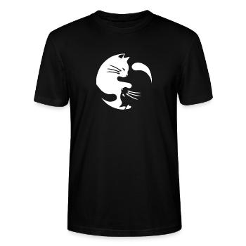 Katze Yin und Yang - Stanley/Stella Unisex Bio-T-Shirt CRAFTER - Schwarz - Vorne - Alina (178cm) & Michal (187cm)
