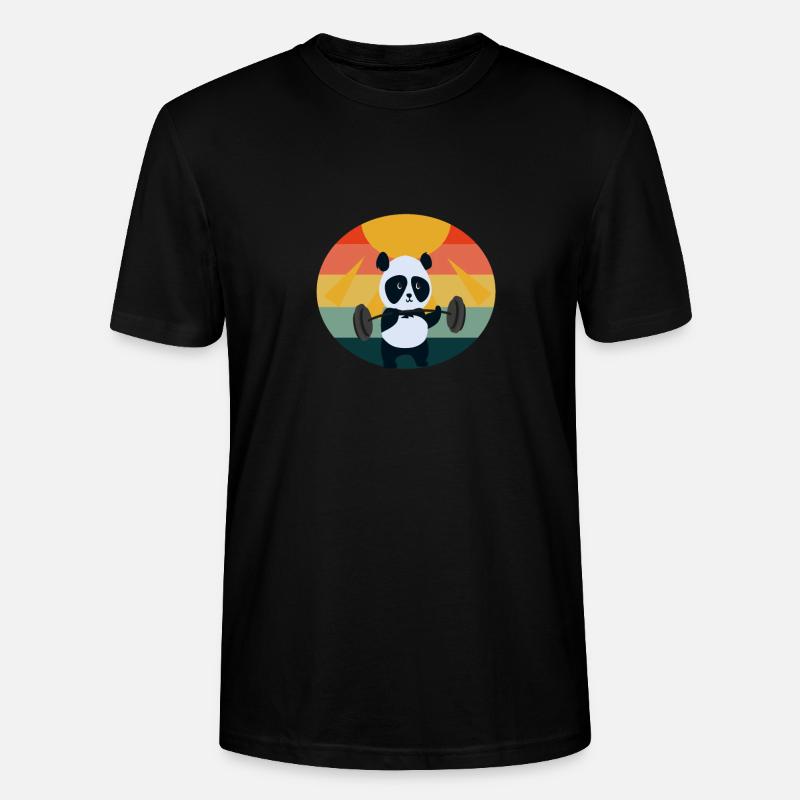 Levée de poids Panda Sunset - T-shirt bio CRAFTER Stanley Stella Unisexe - noir