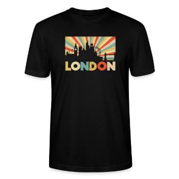 Vintage London Souvenir - Retro Sunshine London Sk - Stanley/Stella CRAFTER Unisex Organic T-Shirt - black - Front - Alina (178cm) & Michal (187cm)