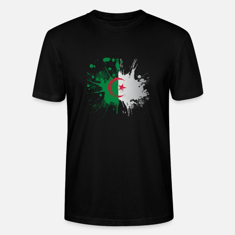 Drapeau Algérie Effet Eclaboussé - T-shirt bio CRAFTER Stanley Stella Unisexe - noir