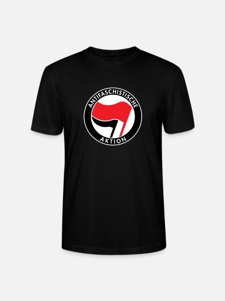 Antifacist Action, Antifa Logo, Flags - Stanley/Stella CRAFTER Unisex Organic T-Shirt - black