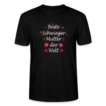 Schwiegermutter Design - Stanley/Stella Unisex Bio-T-Shirt CRAFTER - Schwarz - Vorne - Alina (178cm) & Michal (187cm)