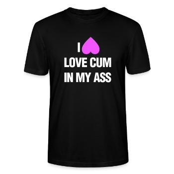Adult Dirty Sayings I Love Cum In My Ass Naughty F - Stanley/Stella CRAFTER Unisex Organic T-Shirt - black - Front - Alina (178cm) & Michal (187cm)