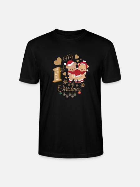 Baby's first Christmas - Stanley/Stella CRAFTER Unisex Organic T-Shirt - black