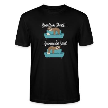 Beamter im Dienst - Stanley/Stella Unisex Bio-T-Shirt CRAFTER - Schwarz - Vorne - Alina (178cm) & Michal (187cm)