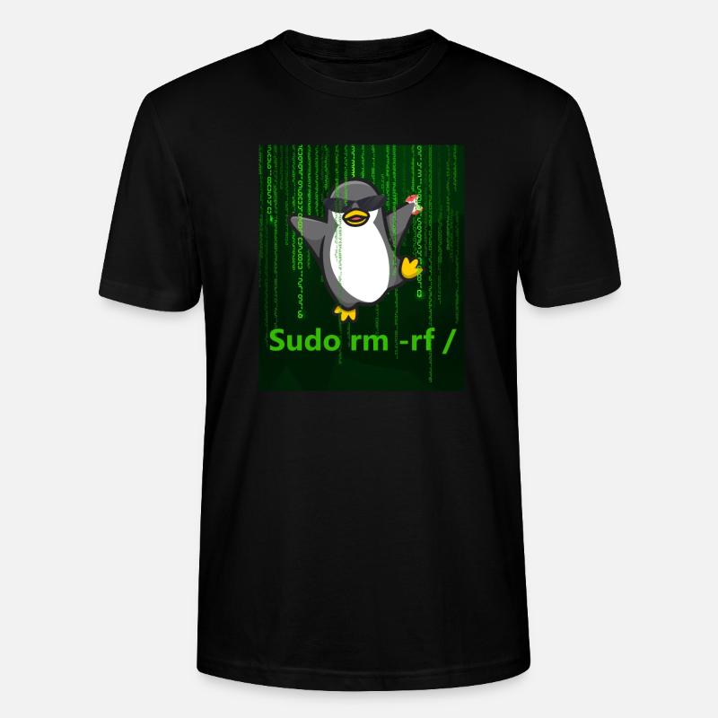Pingouin Linux Sudo - T-shirt bio CRAFTER Stanley Stella Unisexe - noir