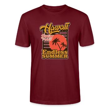 Hawaii endless Summer, Sun - Stanley/Stella CRAFTER Unisex Organic T-Shirt - burgundy - Front - Alina (178cm) & Michal (187cm)
