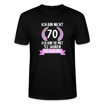 70 Jahre alt 70 Jährige 70 Jähriger 70. Geburtstag - Stanley/Stella Unisex Bio-T-Shirt CRAFTER - Schwarz - Vorne - Alina (178cm) & Michal (187cm)
