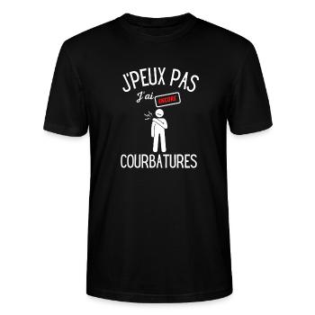 J'peux pas j'ai encore courbatures - T-shirt bio CRAFTER Stanley Stella Unisexe - noir - Devant - Alina (178cm) & Michal (187cm)
