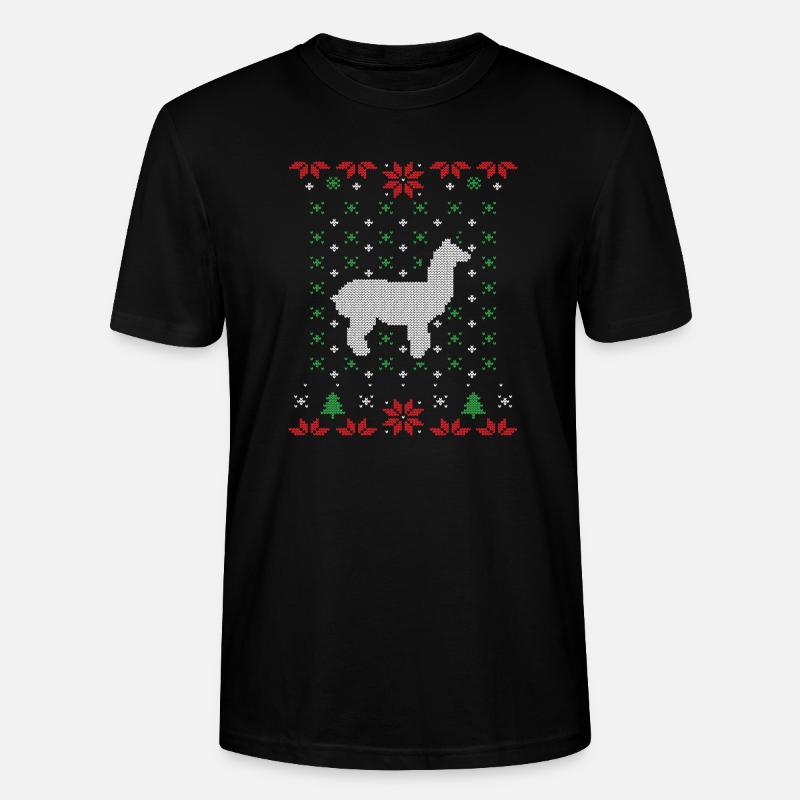 Lama hässlicher Weihnachtspullover - Stanley/Stella Unisex Bio-T-Shirt CRAFTER - Schwarz