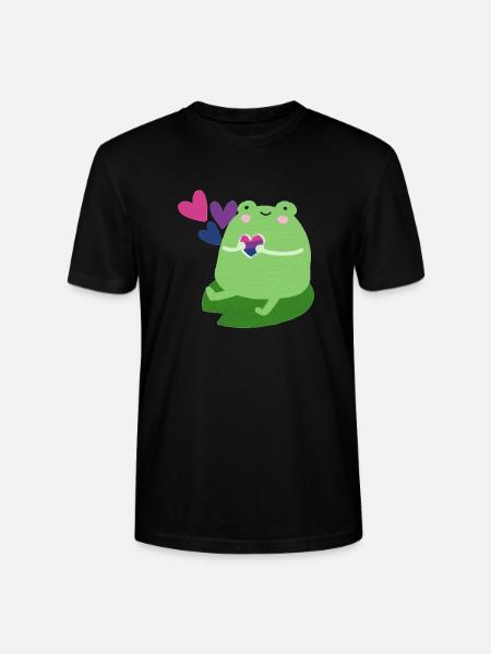 Sød frø med biseksuelle stolthed flag farver - Stanley Stella CRAFTER unisex økologisk-T-shirt - sort
