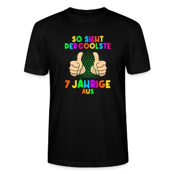 7. Geburtstag So sieht der coolste 7 Jährige aus - Stanley/Stella Unisex Bio-T-Shirt CRAFTER - Schwarz - Vorne - Alina (178cm) & Michal (187cm)