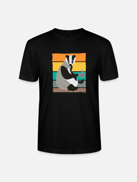 Dachs mit Heißgetränk - Stanley/Stella Unisex Bio-T-Shirt CRAFTER - Schwarz