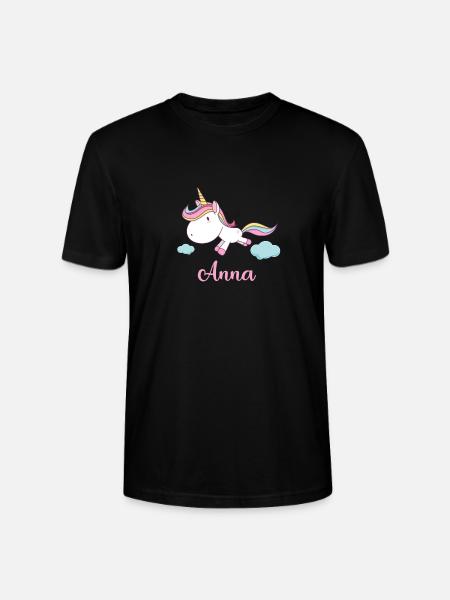 ANNA Unicorno Rosa Novità - Maglietta unisex ecologica CRAFTER di Stanley/Stella - nero