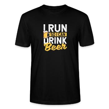 Ich laufe, damit ich Bier trinken kann Lustige - Stanley/Stella Unisex Bio-T-Shirt CRAFTER - Schwarz - Vorne - Alina (178cm) & Michal (187cm)