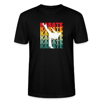 Rétro Vintage Karaté Silhouette 70s années 80 - T-shirt bio CRAFTER Stanley Stella Unisexe - noir - Devant - Alina (178cm) & Michal (187cm)