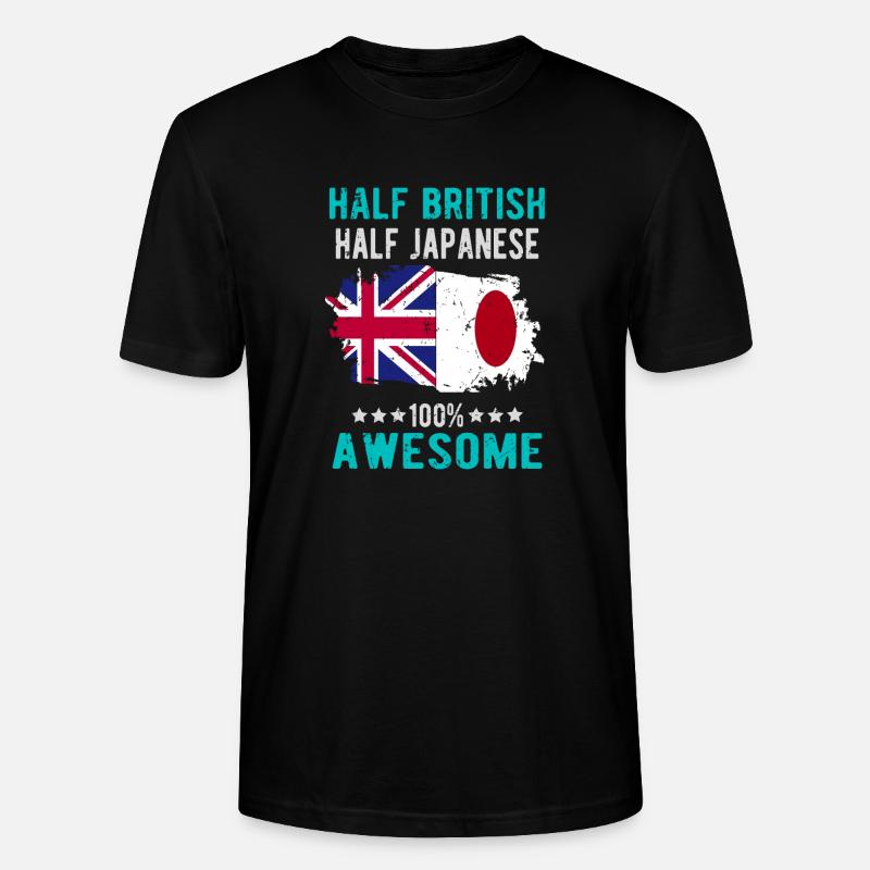 Half British Half Japanese - Stanley/Stella CRAFTER Unisex Organic T-Shirt - black