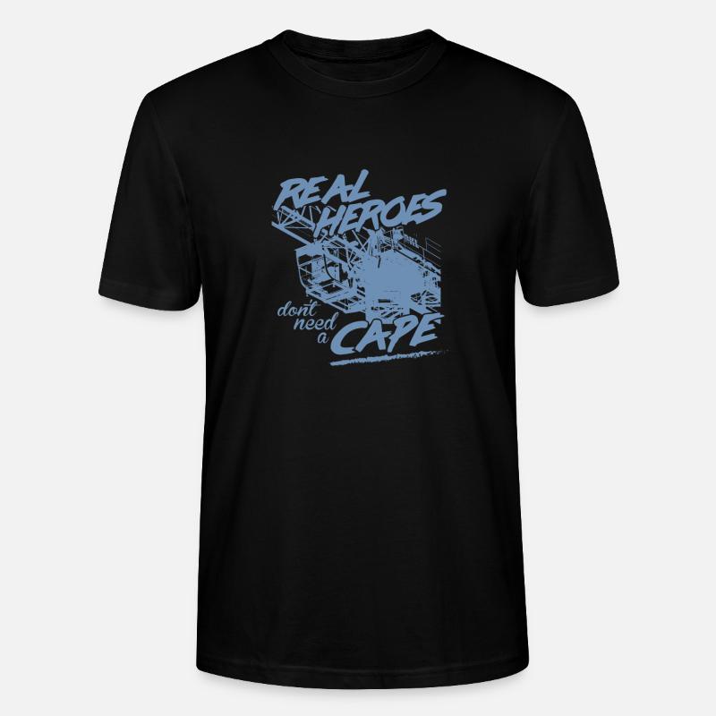 Kranführer Sprüche Kran echte Helden - Stanley/Stella Unisex Bio-T-Shirt CRAFTER - Schwarz