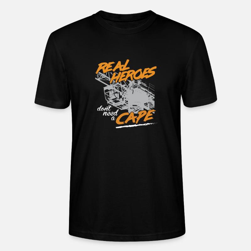Kranführer Sprüche Kran echte Helden - Stanley/Stella Unisex Bio-T-Shirt CRAFTER - Schwarz