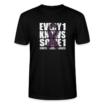 #Every1KnowsSome1 de violence familiale - T-shirt bio CRAFTER Stanley Stella Unisexe - noir - Devant - Alina (178cm) & Michal (187cm)