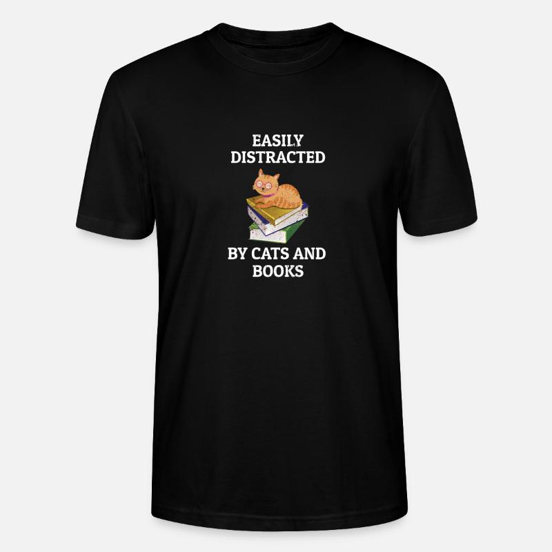 Books Book Stack Cat - Stanley/Stella CRAFTER Unisex Organic T-Shirt - black