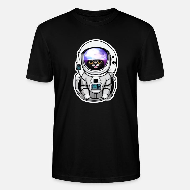 chat astronaute dans l espace - T-shirt bio CRAFTER Stanley Stella Unisexe - noir