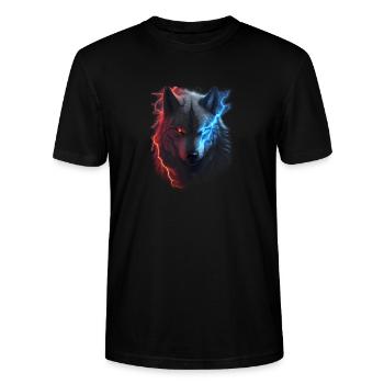 Loup foudroyant rouge et bleu - T-shirt bio CRAFTER Stanley Stella Unisexe - noir - Devant - Alina (178cm) & Michal (187cm)