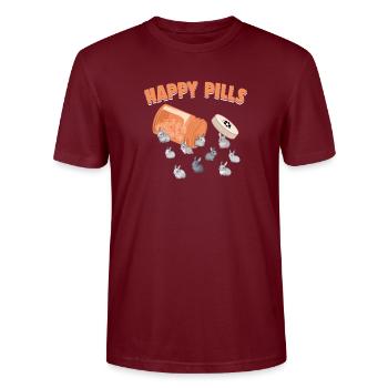Happy Pills Netherland Dwarf Bunny Funny Rabbit - T-shirt bio CRAFTER Stanley Stella Unisexe - bordeaux - Devant - Alina (178cm) & Michal (187cm)