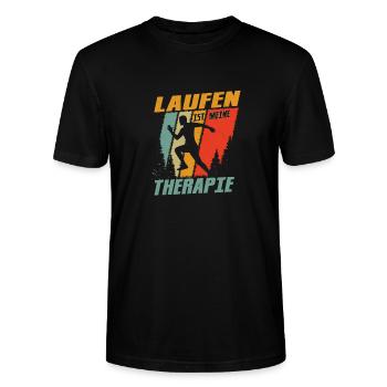 Laufen ist meine Therapie Joggen Läufer - Stanley/Stella Unisex Bio-T-Shirt CRAFTER - Schwarz - Vorne - Alina (178cm) & Michal (187cm)