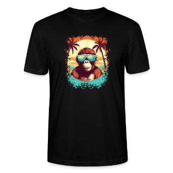Monkey Business am Strand: Einzigartiger Sommerurlaub - Stanley/Stella Unisex Bio-T-Shirt CRAFTER - Schwarz - Vorne - Alina (178cm) & Michal (187cm)