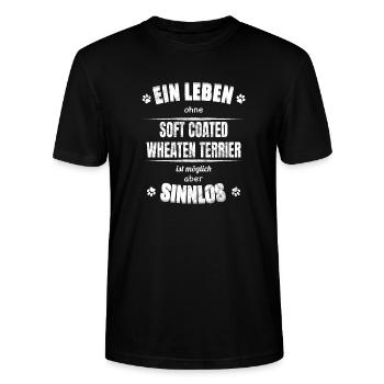 Ein Leben ohne Hund ist Sinnlos - Wheaten Terrier - Stanley/Stella Unisex Bio-T-Shirt CRAFTER - Schwarz - Vorne - Alina (178cm) & Michal (187cm)