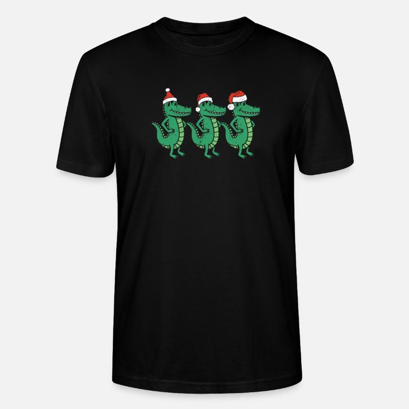 3 Weihnachtskrokodile Weihnachtsmann Xmas - Stanley/Stella Unisex Bio-T-Shirt CRAFTER - Schwarz