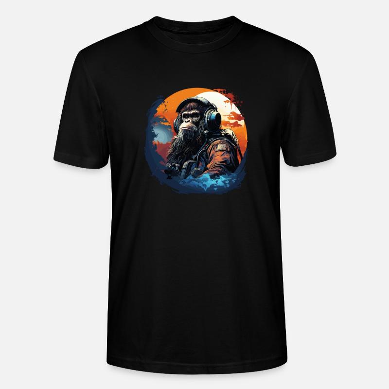 Cooler Affe mit Kopfhörer - Ape, Monkey Graphics - Stanley/Stella Unisex Bio-T-Shirt CRAFTER - Schwarz