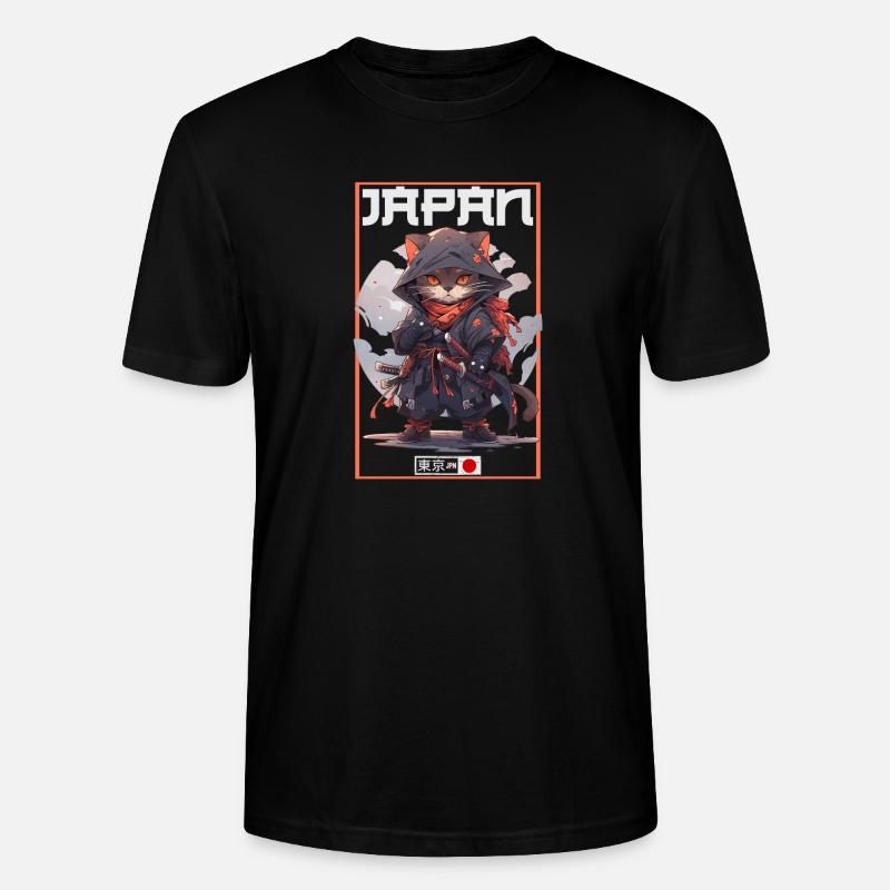 Chat d’Asie Samouraï japonais Samouraï - T-shirt bio CRAFTER Stanley Stella Unisexe - noir
