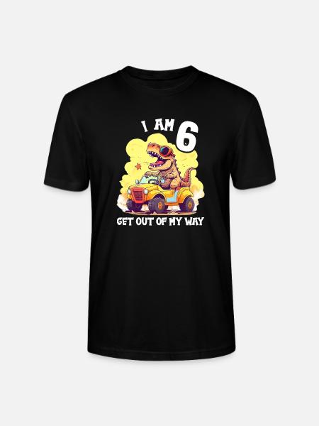 T-Rex Drives Monster Truck I'm 6th Birthday - Stanley/Stella CRAFTER Unisex Organic T-Shirt - black