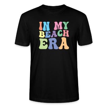 Strand Retro Groovy In Meiner - Stanley/Stella Unisex Bio-T-Shirt CRAFTER - Schwarz - Vorne - Alina (178cm) & Michal (187cm)