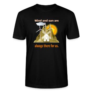 Wind und Sonne sind für uns da - Stanley/Stella Unisex Bio-T-Shirt CRAFTER - Schwarz - Vorne - Alina (178cm) & Michal (187cm)