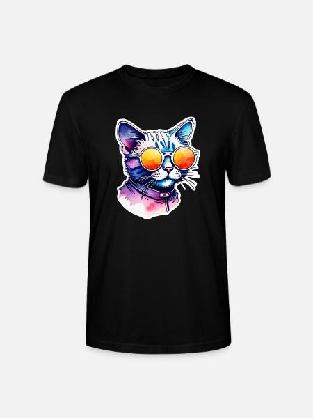 Katze oder Kätzchen - Niedlich - Sonnenbrille - Stanley/Stella Unisex Bio-T-Shirt CRAFTER - Schwarz