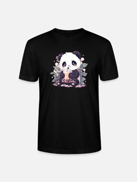 Kawaii Panda Drankjes Boba Bubble Tea Chibi - Stanley/Stella Uniseks bio-T-shirt CRAFTER - zwart